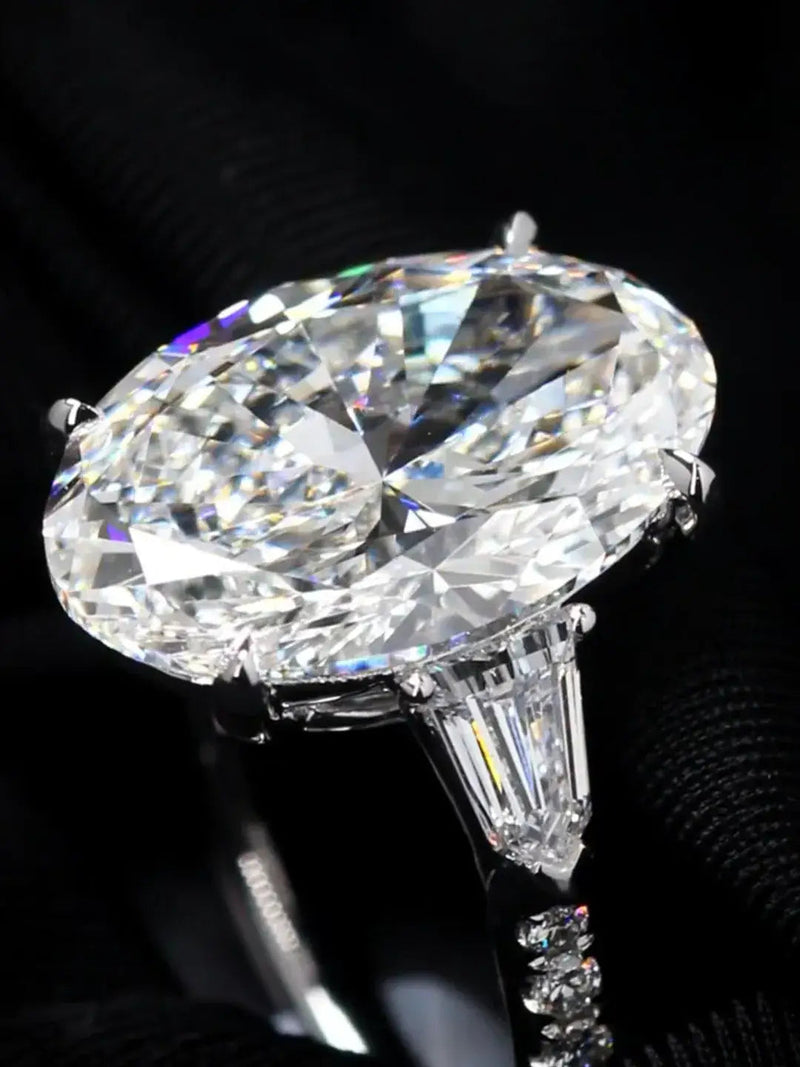 Aureline-Jewelry 8 carat Pear Cut Lab Diamond Three Stone Ring