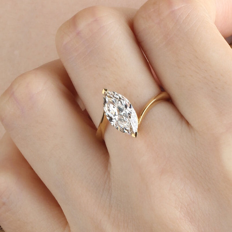 Aureline-Jewelry 1.9 Carat Marquise Lab Diamond Ring 18K Gold