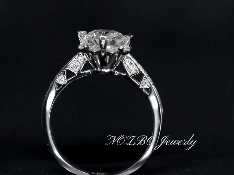 Aureline-Jewelry Unique Snowflake Lab Diamond Ring 18K Gold Halo - Pave Engagement Ring