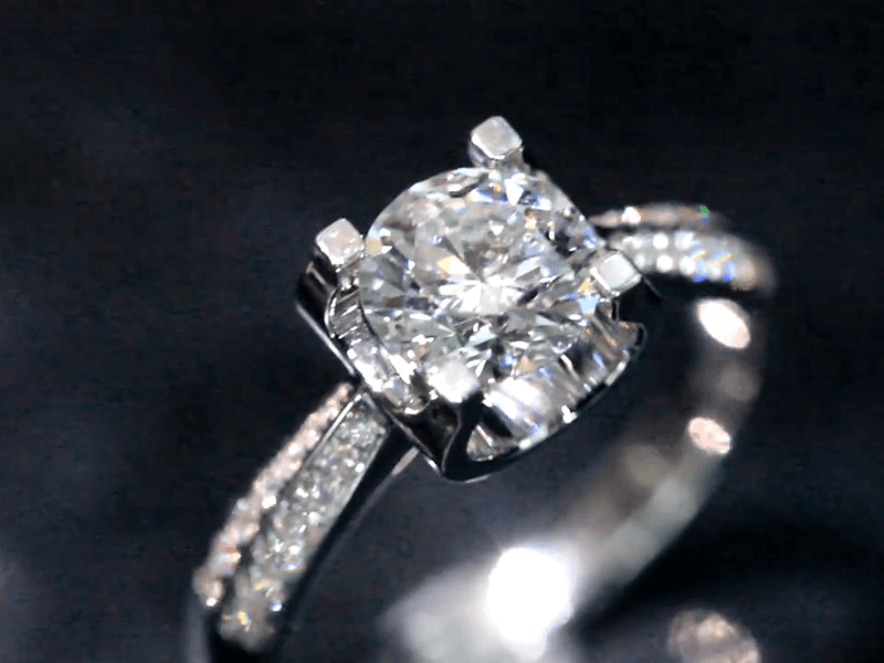 Aureline-Jewelry Lab-Grown Diamond Ring with Double-Row Pavé Band