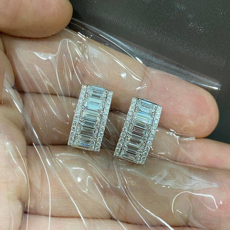 Aureline-Jewelry Emerald Cut Lab Diamond Clip-On Earrings