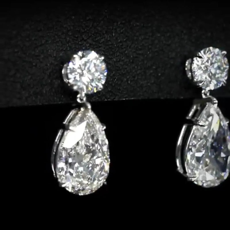 Aureline-Jewelry Pear and Round Lab Grown Diamond Earrings (7.80 Ct. Tw.)