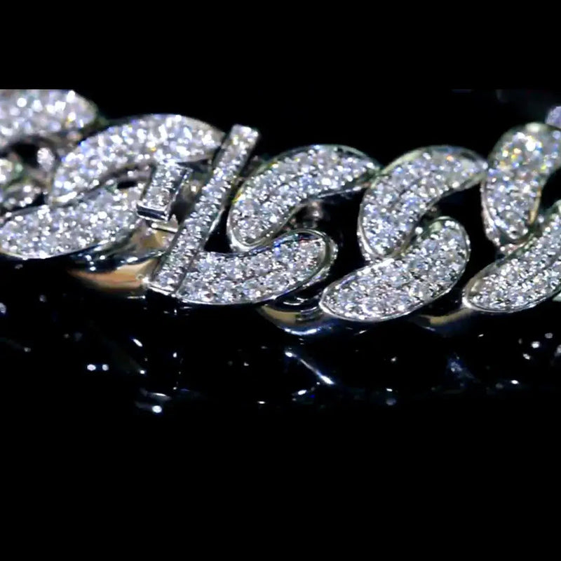 Aureline-Jewelry Luxury 18K Gold Lab Grown Diamond Cuban Link Bracelet for Men