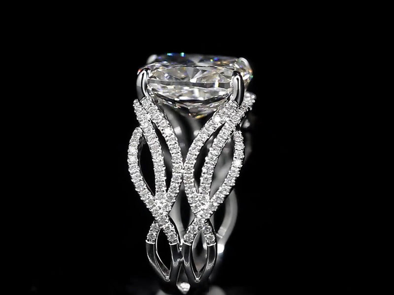 Aureline-Jewelry 7-Carat Cushion Cut Lab-Grown Diamond Ring Nature Inspired