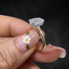 Aureline-Jewelry 2 CT Emerald Cut Lab Diamond Two-Tone Hide Halo Ring