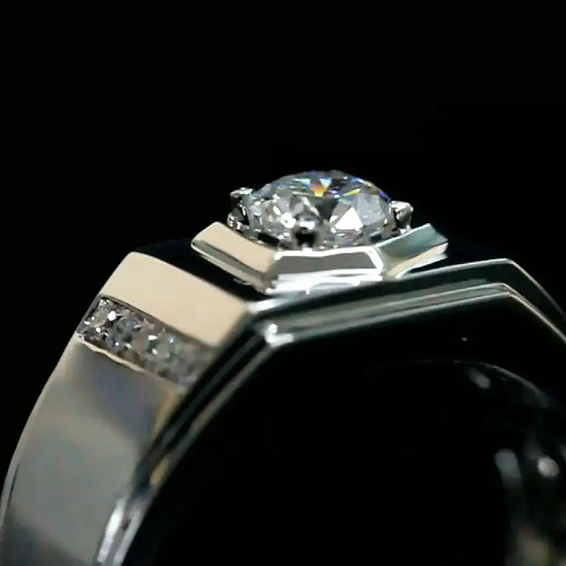 Aureline-Jewelry Round Cut Lab Diamond Men Wedding Ring for Him