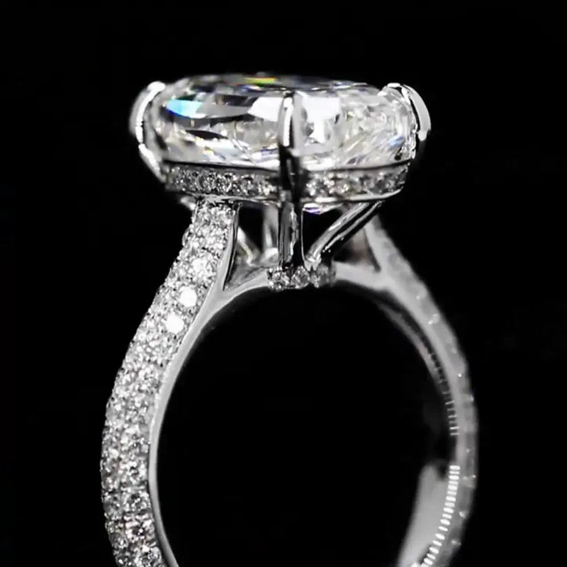 Aureline-Jewelry 6.66 Carat Antique Oval Cut Lab Grown Diamond Engagement Ring