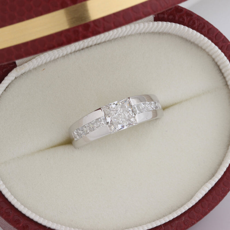 Aureline-Jewelry Princess Cut Lab Diamond Men's Engagement Ring 14K Gold