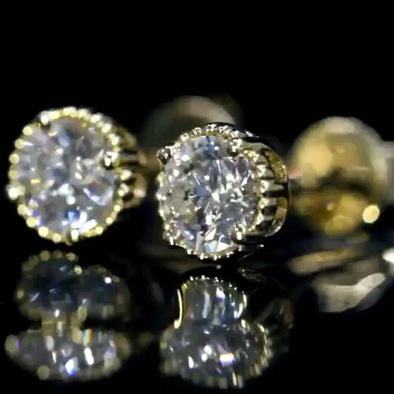 Aureline-Jewelry Milgrain Bezel Lab Grown Diamond Stud Earrings (0.60-3.00 Ct. Tw.)