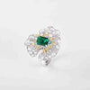 Aureline-Jewelry 2in1 Convertible Green Lab Emerald Diamond Ring&Pendant 14K Gold