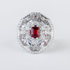 Aureline-Jewelry Lab Grown Ruby And Diamond White Crystal Ring 14K Gold