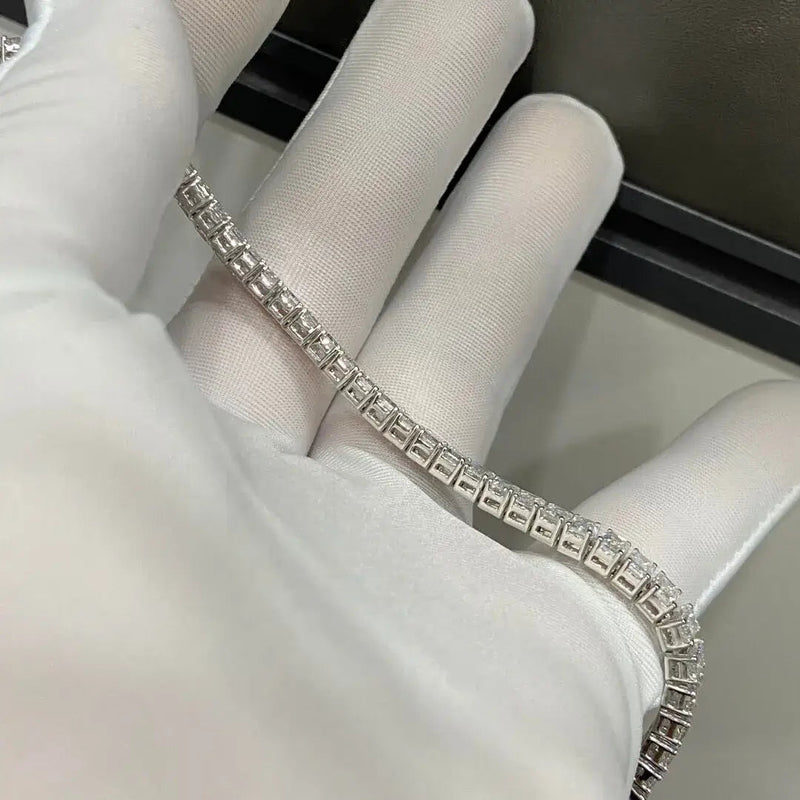Aureline-Jewelry Each 0.3-carat Emerald-Cut Lab-Grown Diamond Tennis Bracelet in Platinum 950