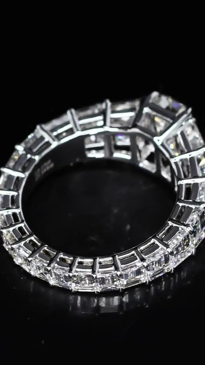 Aureline-Jewelry Emerald Cut Lab Diamond Eternity Ring with Gradient Diamonds