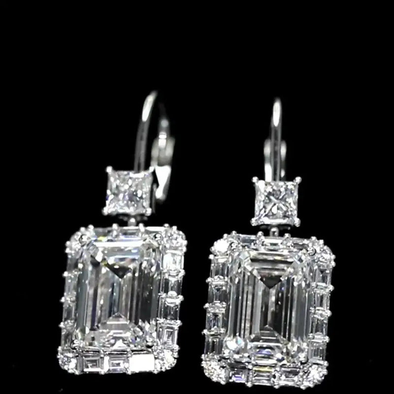 Aureline-Jewelry Emerald-Cut Lab Grown Diamond Drops Earrings