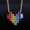 Aureline-Jewelry NOZBO Invisible Set Heart Necklace with Natural Rainbow Sapphires in 18K Gold