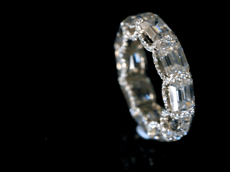 Aureline-Jewelry 10 CTW Lab-Grown Emerald-Cut Diamond Eternity Band Ring