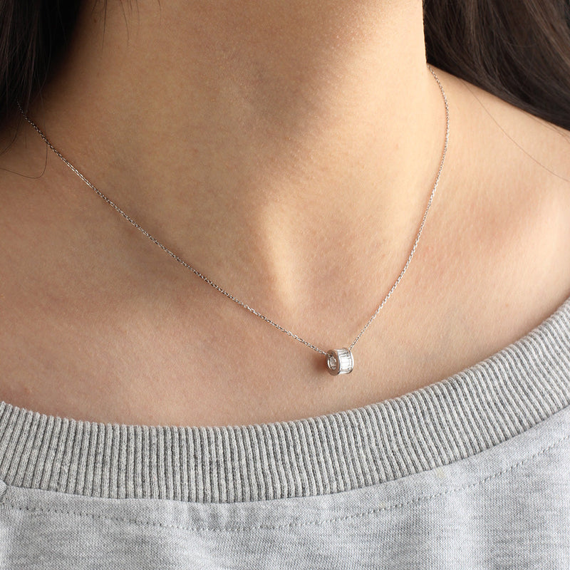 Aureline-Jewelry 1 CT Lab Diamond Cylinder Tube Pendant Necklace 18K Gold