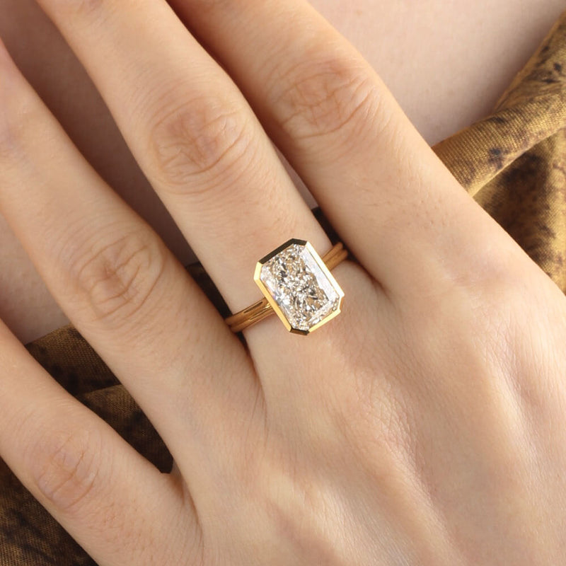 Aureline-Jewelry 4 Carat Lab Diamond Radiant Bezel Ring 14K Gold