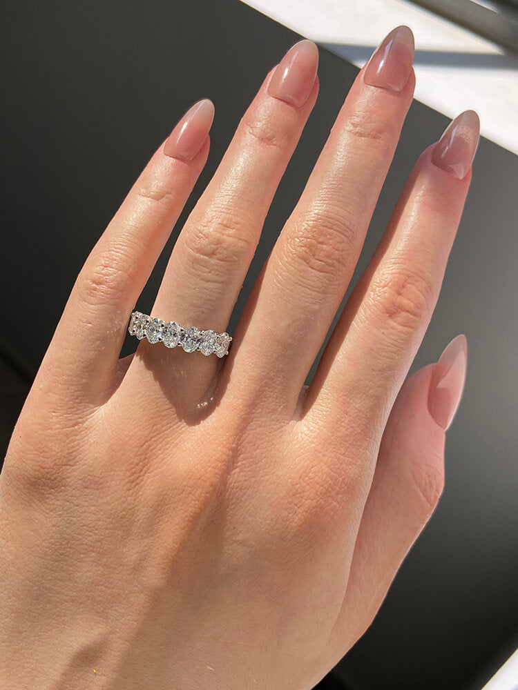 Aureline-Jewelry Lab-Grown 7 Stone Diamond Half Eternity Ring (2.1 Ct. Tw. D-F / VS-VVS)