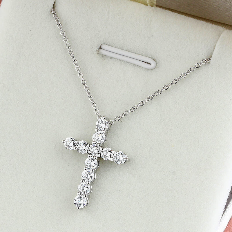 Aureline-Jewelry 1.17 Ct Lab Diamond Cross Necklace 18K Gold