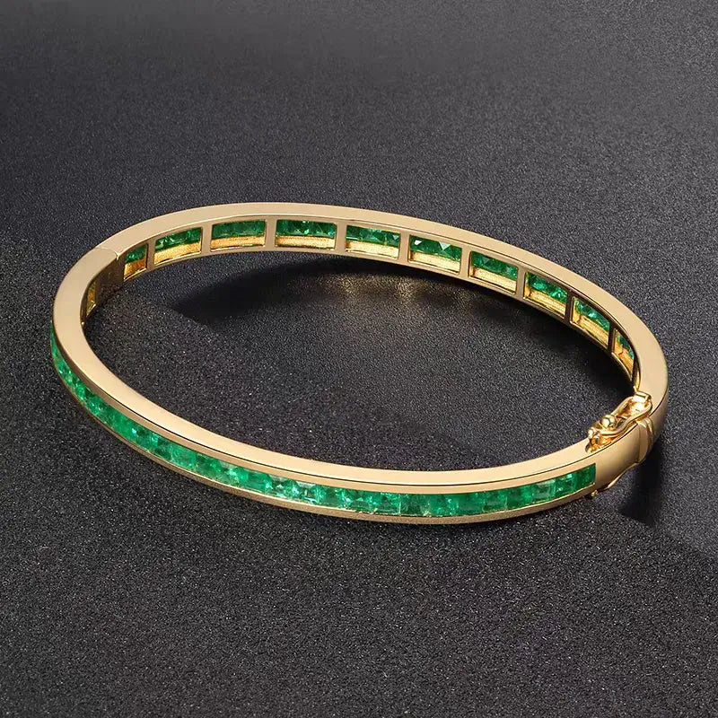 Aureline-Jewelry NOZBO Natural Emerald Bangle 18K Gold