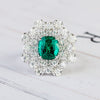 Aureline-Jewelry Lab-Grown Emerald and Diamond Cocktail Ring In 14k Gold