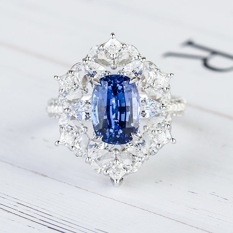 Aureline-Jewelry Versatile Lab Sapphire and Diamond Convertible Ring/Pendant 14K Gold