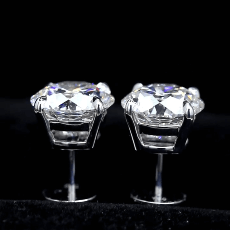 Aureline-Jewelry Round Lab Diamond Stud Earrings Four-Prong (6.00 Ct. Tw.)