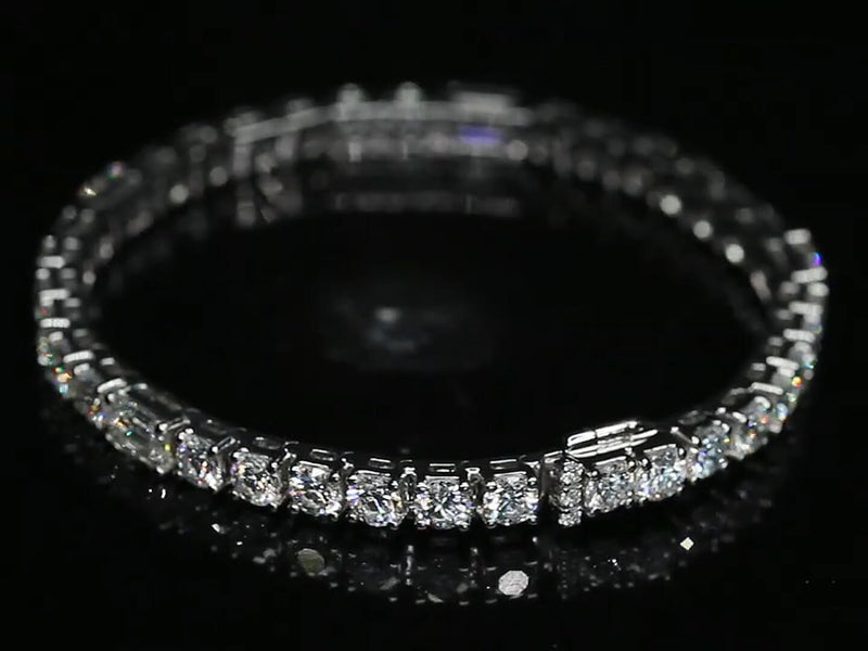 Aureline-Jewelry Each 0.2-carat 0.5-carat Emerald & Round Cut Lab Diamond Tennis Bracelet 18K Gold