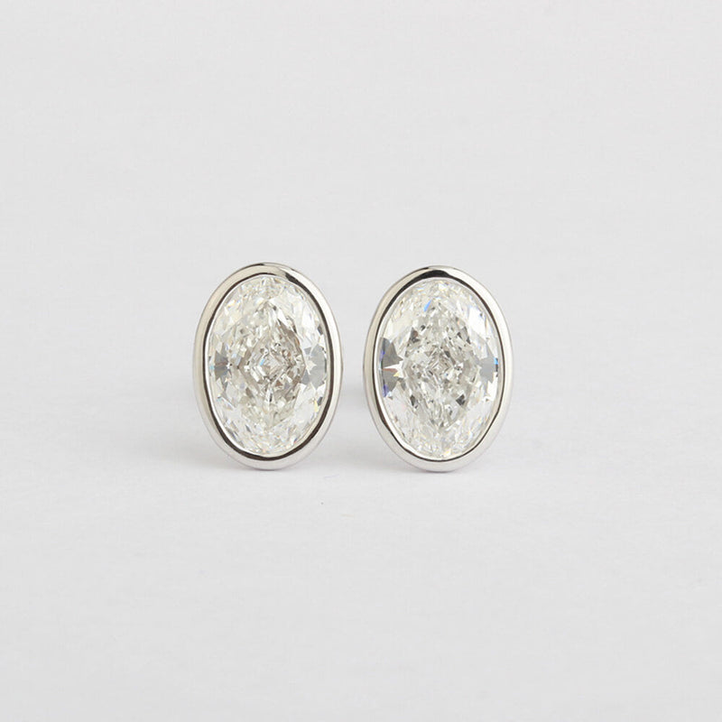 Aureline-Jewelry Bezel Oval Lab-Grown Diamond Studs Earring (2.14 Ct. Tw.)