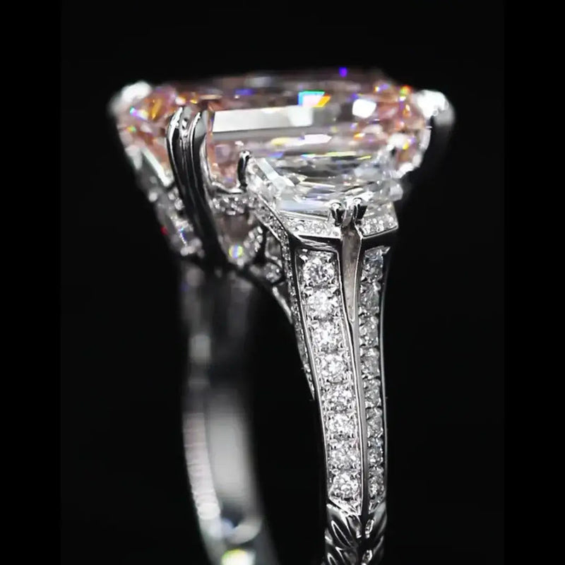Aureline-Jewelry 7 Carat Fancy Vivid Pink Radiant Lab Grown Diamond Ring 18K Gold