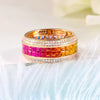 Aureline-Jewelry Natural Sapphire Rainbow Band Invisible-Setting with Diamonds in 18K Gold