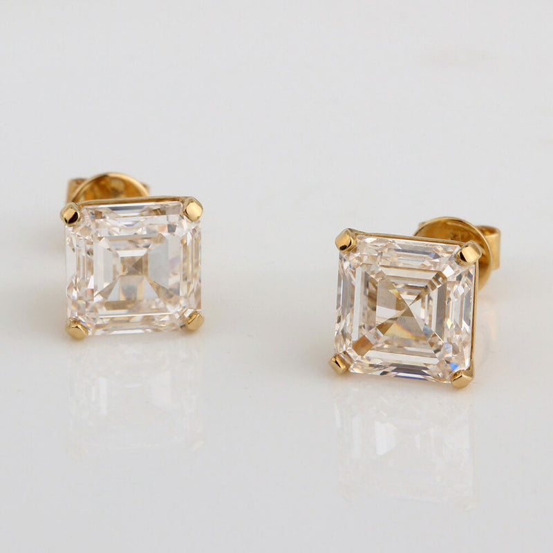 Aureline-Jewelry Asscher Cut Lab Grown Diamond Studs Earrings (6.00 Ct. Tw.)