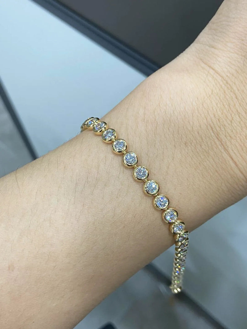 Aureline-Jewelry Bezel Round Lab Grown Diamond Tennis Bracelet