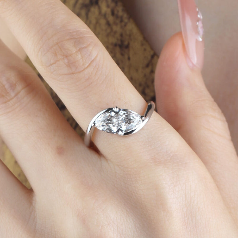 Aureline-Jewelry 1.7 Carat Marquise Lab Diamond Ring 18K Gold