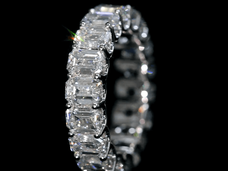 Aureline-Jewelry 18-Stone Emerald-Cut Lab-Grown Diamond Eternity Band – 9Ct. Tw.
