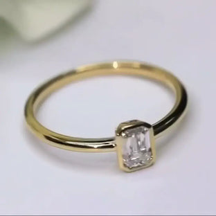 Aureline-Jewelry 0.5 CT Emerald Cut Lab Diamond Bezel Ring