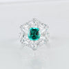 Aureline-Jewelry Lab-Grown Emerald Ring with White Sapphire Mosaic Setting In 14k Gold