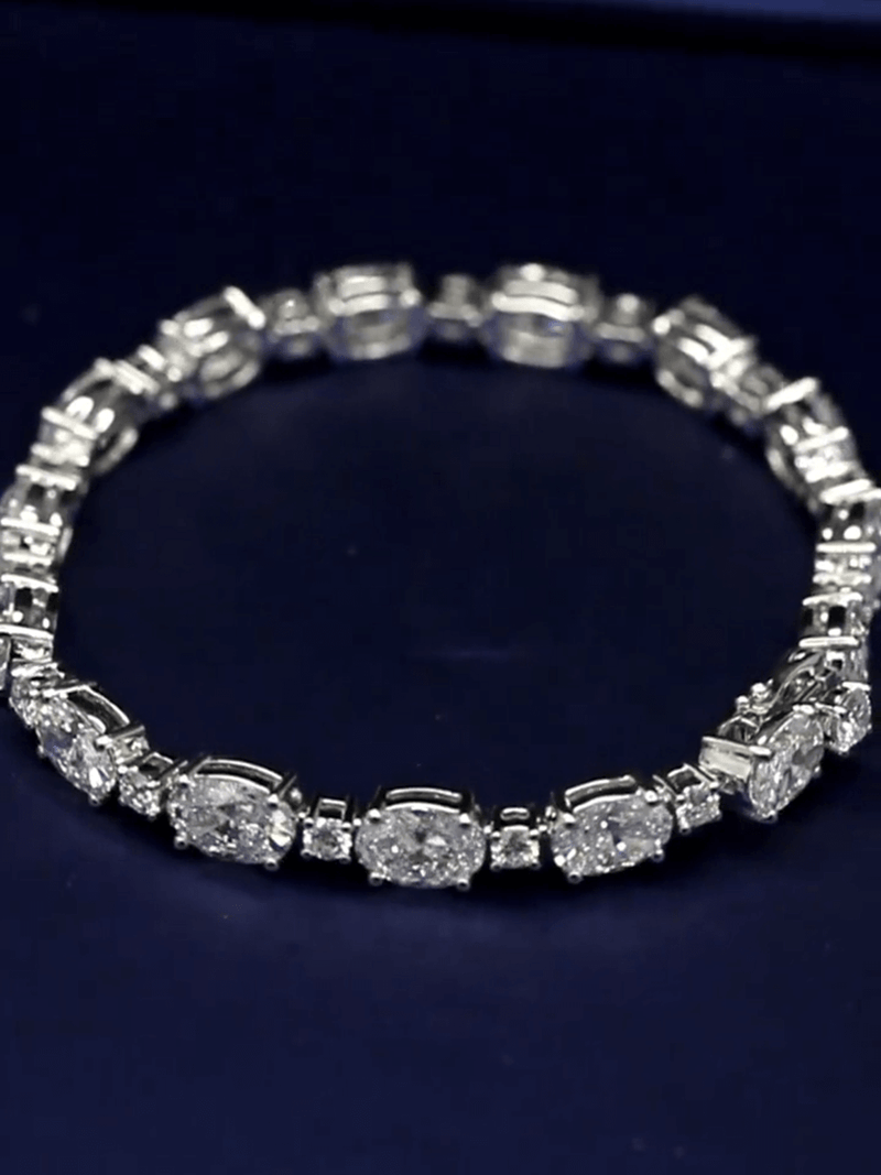 Aureline-Jewelry Each 0.5-carat 0.3-carat Oval and Round Lab Grown Diamond Tennis Bracelet