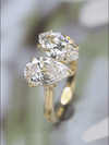 Aureline-Jewelry 2 Carat Marquise 2 Carat Pear Lab Diamond Two Stone Ring 18K Gold