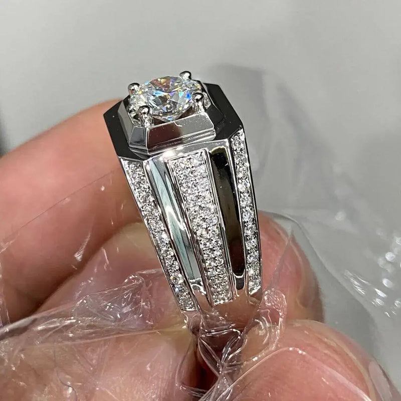 Aureline-Jewelry Round Cut Lab Grown Diamond Men's Engagement Wedding Ring