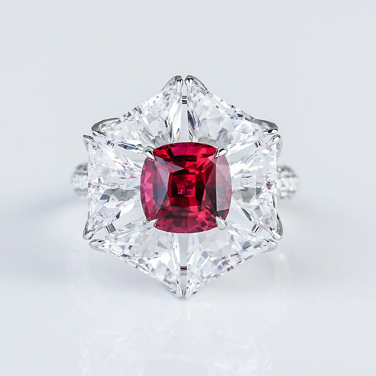 Aureline-Jewelry Lab-Grown Ruby Ring with White Sapphire 14k Gold