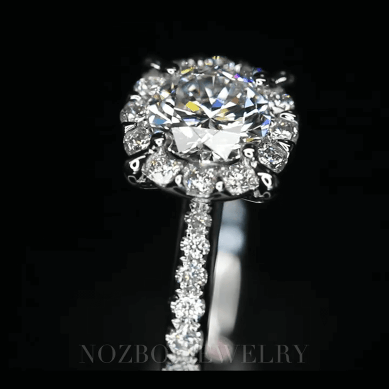 Aureline-Jewelry 0.5 Carat Round Brilliant Cut Lab Grown Diamond Halo Engagement Ring
