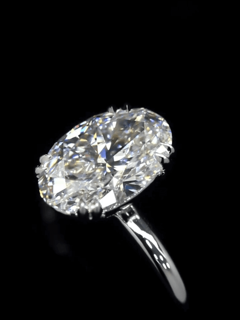 Aureline-Jewelry 3 Carat Oval Cut Lab Grown Diamond Solitaire Ring 18K Gold