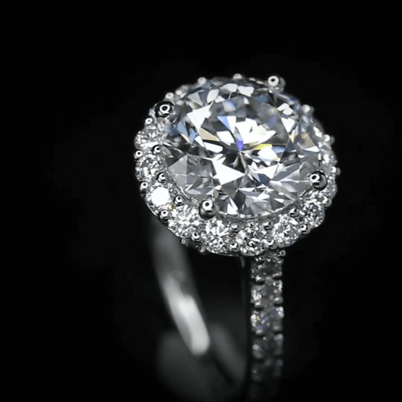 Aureline-Jewelry 4 Carat Round Lab Grown Diamond Ring Halo Engagement Ring