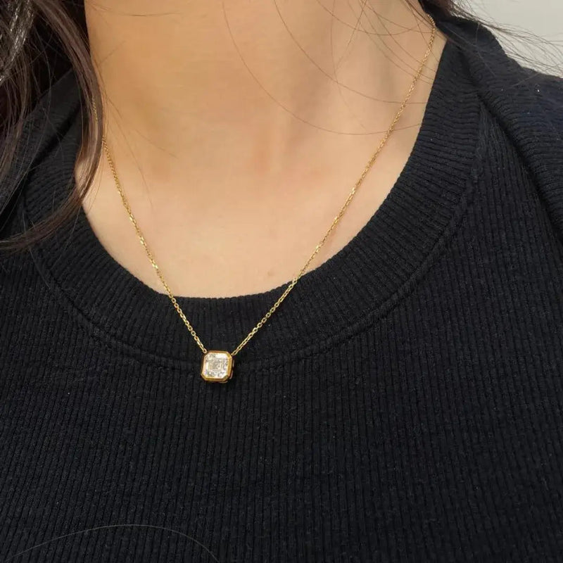 Aureline-Jewelry 2 Carat Asscher Cut Lab Diamond Pendant Necklace