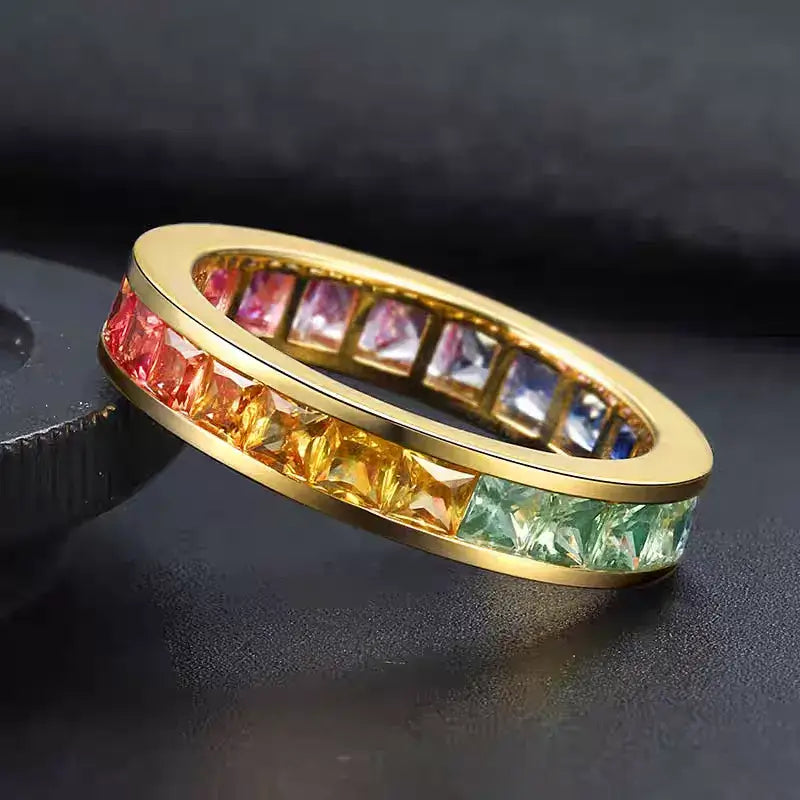 Aureline-Jewelry NOZBO 18K Colored Sapphire Rainbow Gradient Ring