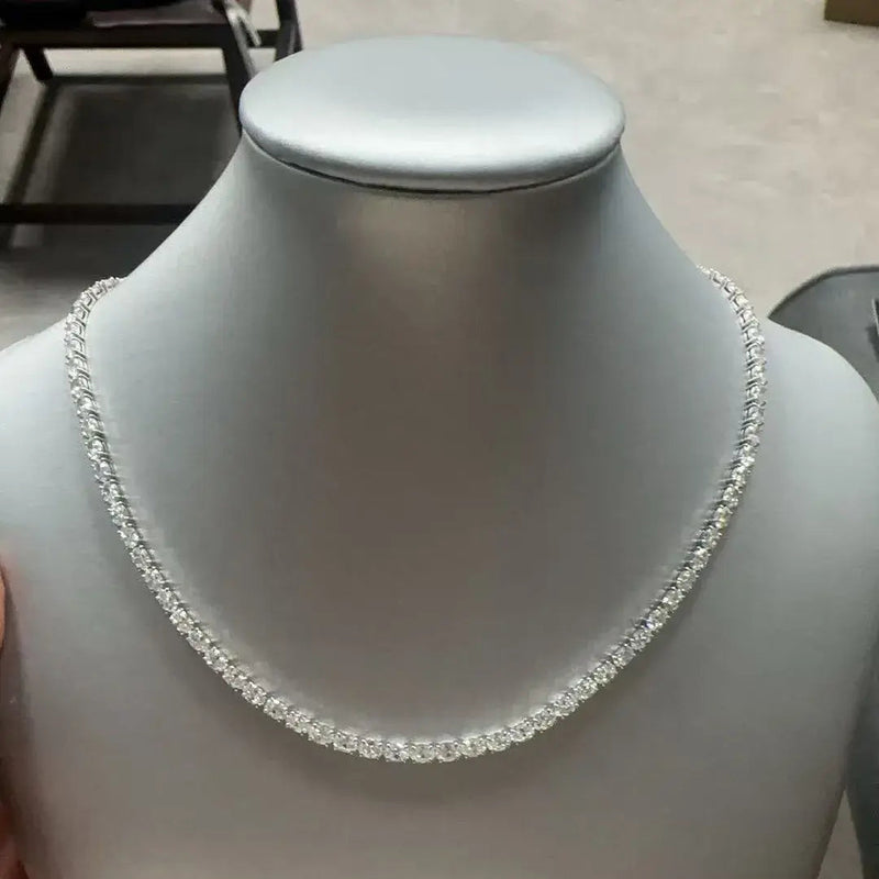 Aureline-Jewelry 15 cttw Oval Lab Grown Diamond East West Tennis Necklace