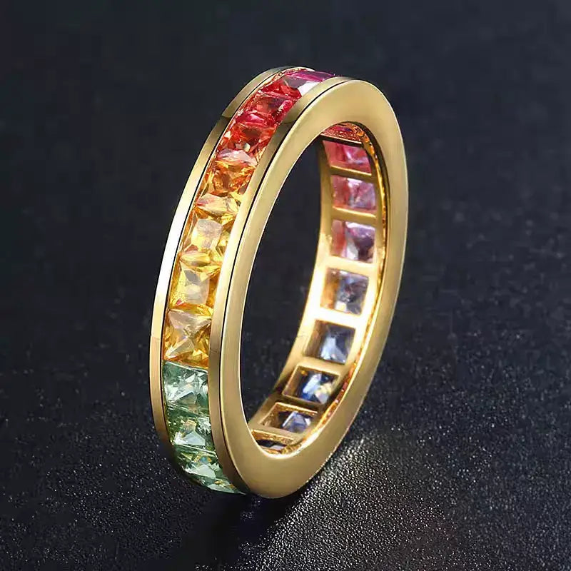 Aureline-Jewelry NOZBO 18K Colored Sapphire Rainbow Gradient Ring