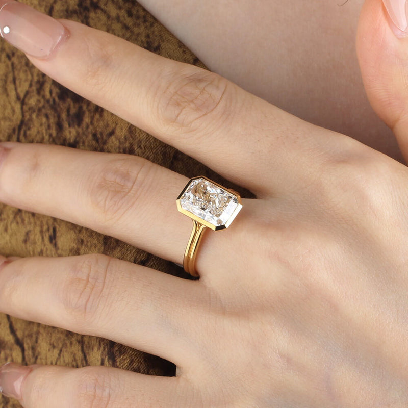 Aureline-Jewelry 4 Carat Lab Diamond Radiant Bezel Ring 14K Gold